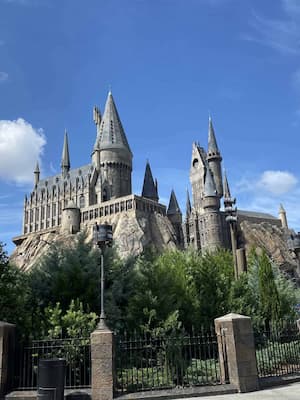 a castle standing amongst a blue sky